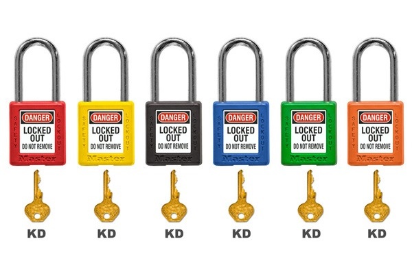 Khóa Loto Master Lock 410 ba màu đỏ xanh vàng cùm thép không gỉ tiêu chuẩn OSHA